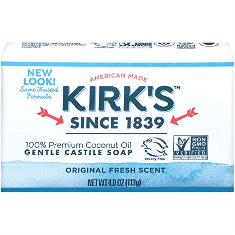 Kirk's Natural Castile Bar Soap - Kirk's Castile Natural Coco Bar Soap 4oz - 5 Pack - Image 1