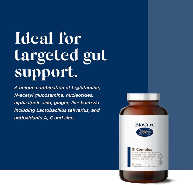 BioCare GI Complex Nutrient Complex with LGlutamine Nucleotides Live Bacteria Vitamin A Gut Tissue Immunity Support 150g - Image 2