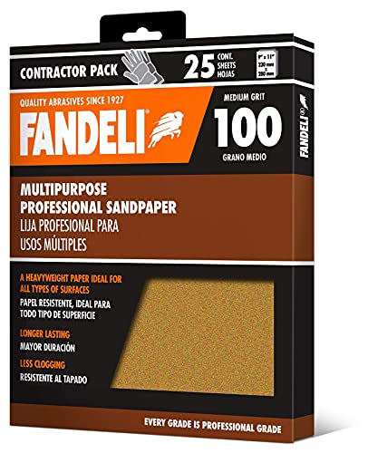 Fandeli | Multi-Purpose Sandpaper | 100 Grit | 25 Sheets of 9'' x 11'' | Ideal for Sanding Metal, Untreated Wood and Painted Surfaces - Image 2