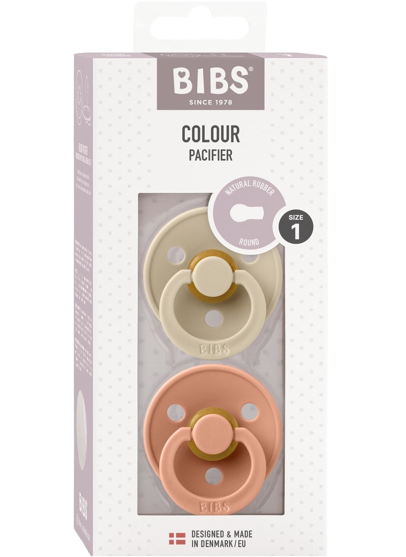 BIBS Pacifier Colour 2 PACK Latex Size 1 Vanilla/Peach  - Image 1
