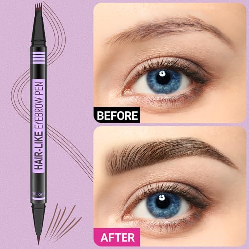 iMethod Eyebrow Pen - Eyebrow Pencil Magic 2-in-1 Eye Brow Pencils for Women with 4-Fork-Tip and Precise Brush-Tip Create Natural Hair-Like Brows, Last All Day, Microblading Eyebrow Pen, Light Brown - Image 2
