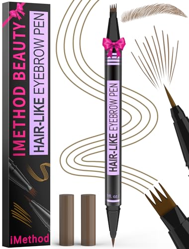 iMethod Eyebrow Pen - Eyebrow Pencil Magic 2-in-1 Eye Brow Pencils for Women with 4-Fork-Tip and Precise Brush-Tip Create Natural Hair-Like Brows, Last All Day, Microblading Eyebrow Pen, Light Brown - Image 1