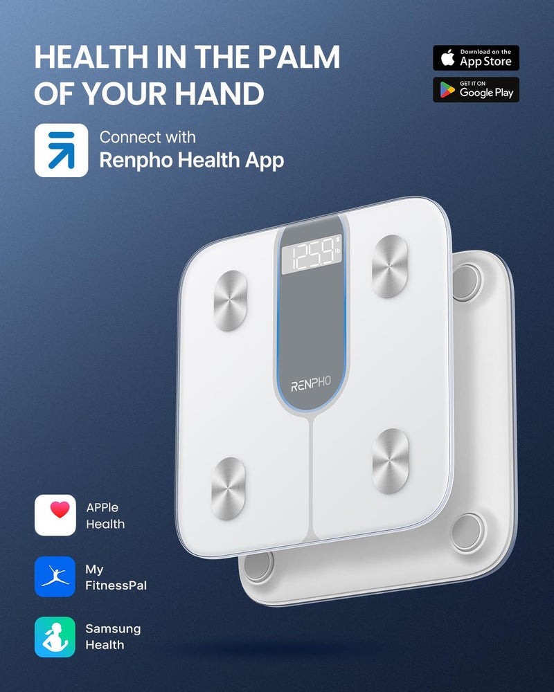RENPHO RENPHO Smart Scale for Body Weight 440lb, FSA HSA Eligible, Digital Bathroom Scale for Body Fat, Bluetooth Accurate Body Composition Weighing Machine with App, Elis 1C  - Image 5