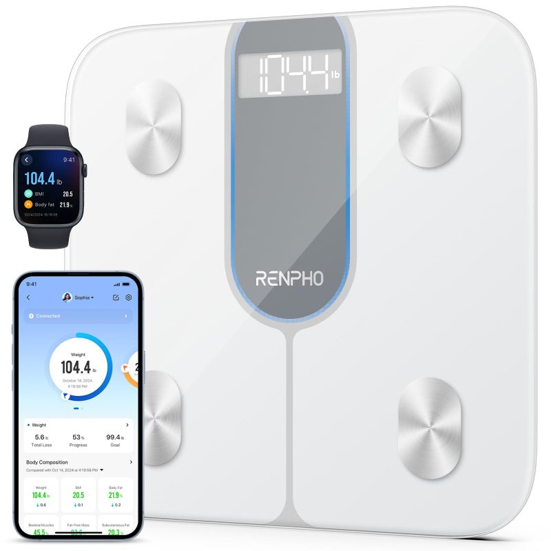 RENPHO RENPHO Smart Scale for Body Weight 440lb, FSA HSA Eligible, Digital Bathroom Scale for Body Fat, Bluetooth Accurate Body Composition Weighing Machine with App, Elis 1C  - Image 1