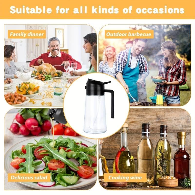 Feinerman 2 in 1 Olive Oil Sprayer and Dispenser Bottle Oil Vinegar Sprayer for Kitchen Cooking Air Fryer BBQ Roasting Salad Dressing DualUse Cooking Tool 550ml Multicolor - Image 5