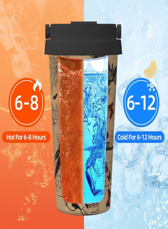 bassyil Halloween Vintage 17oz Insulated Coffee Mug with Flip Lid Handle Witch Spooky Themed Stainless Steel Insulated Travel Tumbler Spill Proof Halloween Cup Gift for Women Men Adults - Image 5