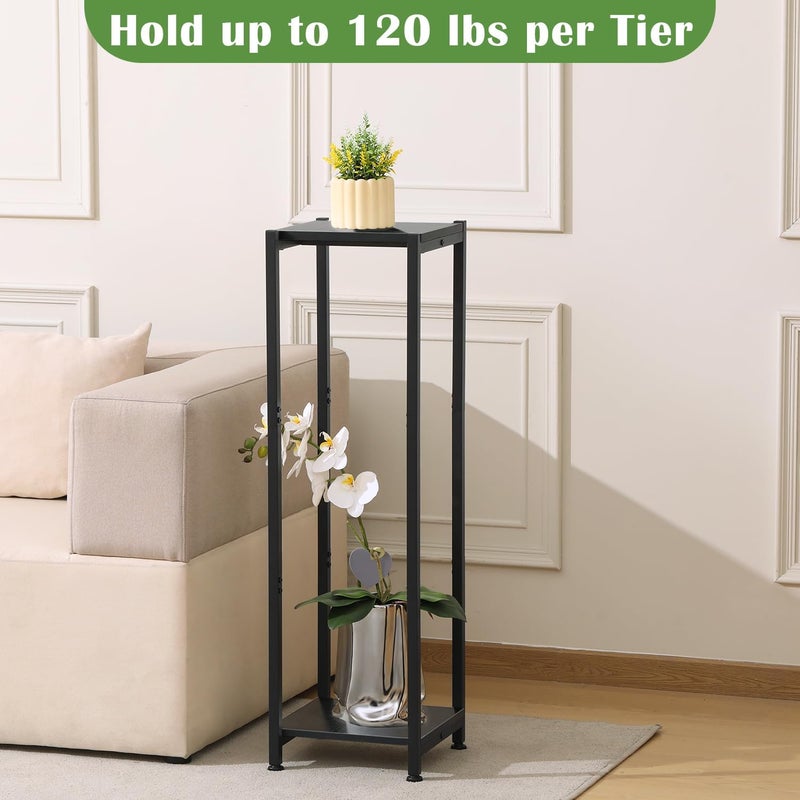 Dipion Extra Tall Plant Stand Indoor,40 Inch Plant Stands,2 Tier Metal Plant Stand with Heavy Duty Wood,Black - Image 3
