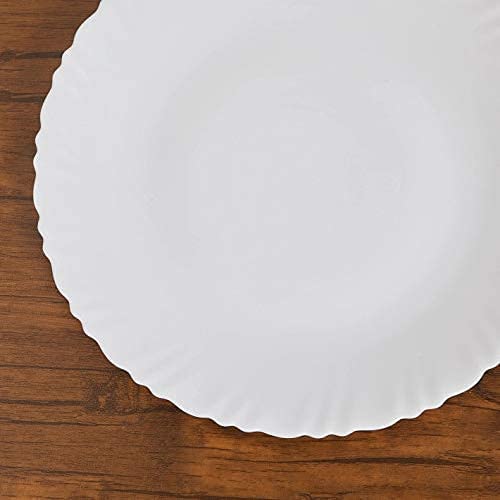 LVOOK Tableware Quarter or Chapati Plates with Curved Design for Dining Table Bone China 75 inch White Set of 6 - Image 3