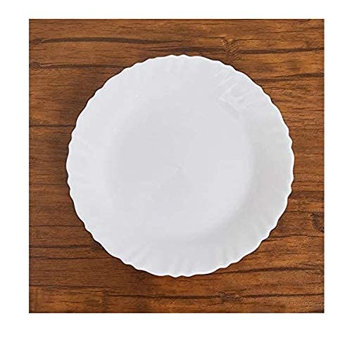 LVOOK Tableware Quarter or Chapati Plates with Curved Design for Dining Table Bone China 75 inch White Set of 6 - Image 1