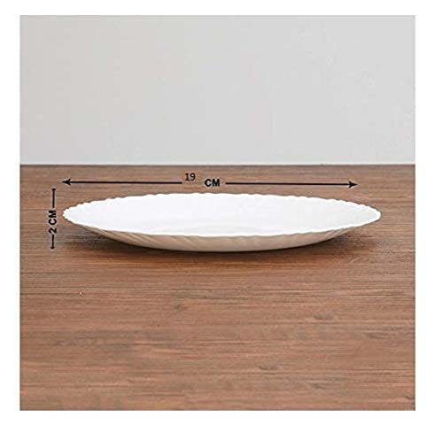 LVOOK Tableware Quarter or Chapati Plates with Curved Design for Dining Table Bone China 75 inch White Set of 6 - Image 4