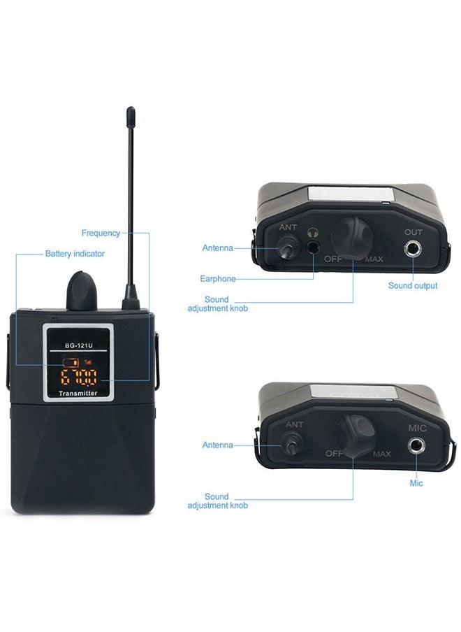 BOMGE - 121U Dual Channel UHF Wireless Microphone with 30 Selectable Channels Two 3.5mm Cables for Camera Recorder DV YouTube video Facebook Teaching and Interview - Image 1