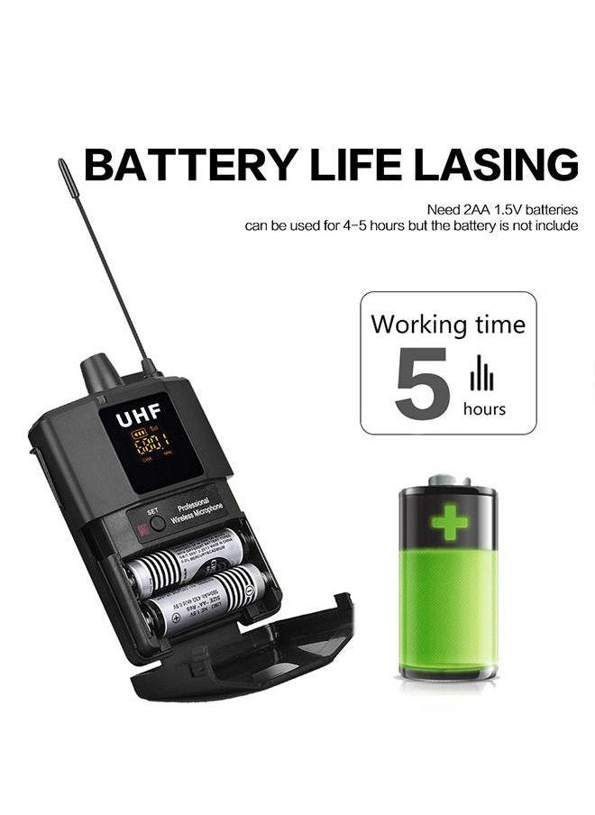 BOMGE - 121U Dual Channel UHF Wireless Microphone with 30 Selectable Channels Two 3.5mm Cables for Camera Recorder DV YouTube video Facebook Teaching and Interview - Image 1