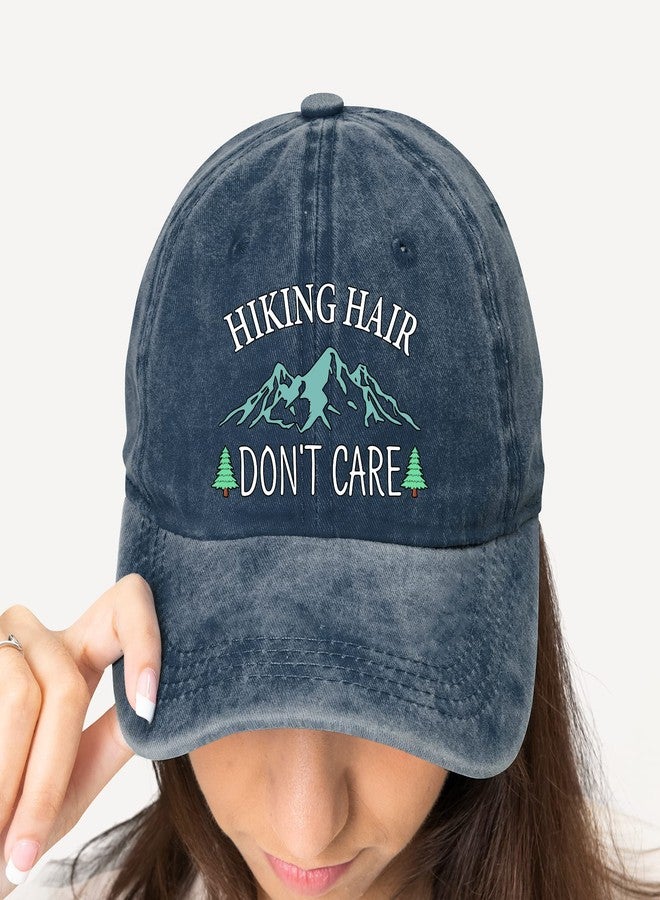 قبعة بيسبول زرقاء باهتة من Pishovi Hiking Hair Don't Care، قبعة قطنية عتيقة قابلة للتعديل، هدايا تقاعد للرجال والنساء، قبعات للمشي لمسافات طويلة للأم والأب، هدايا عيد ميلاد لمحبي التخييم - Image 5
