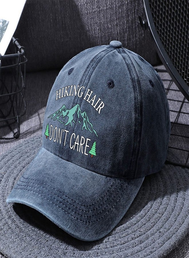 قبعة بيسبول زرقاء باهتة من Pishovi Hiking Hair Don't Care، قبعة قطنية عتيقة قابلة للتعديل، هدايا تقاعد للرجال والنساء، قبعات للمشي لمسافات طويلة للأم والأب، هدايا عيد ميلاد لمحبي التخييم - Image 4