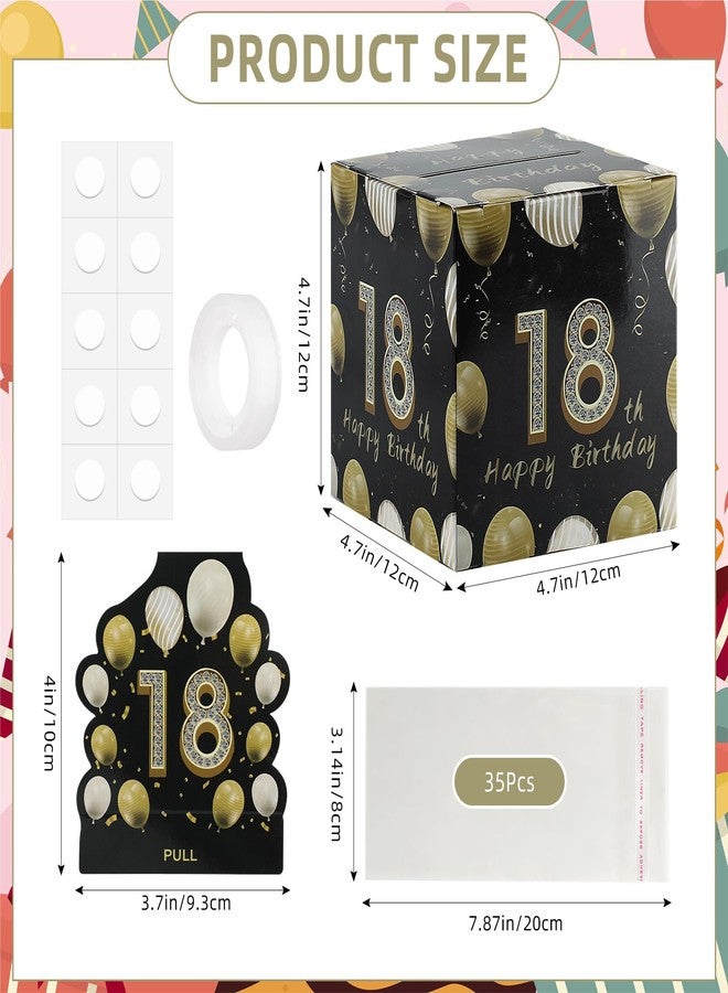 Motroce 18th Birthday Money Gift Box, Pull-Out Cash Roll Surprise for Boys & Girls, Black & Gold Cash Present Holder for Milestone 18th Party - Image 2
