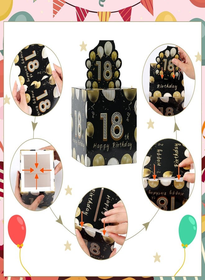 Motroce 18th Birthday Money Gift Box, Pull-Out Cash Roll Surprise for Boys & Girls, Black & Gold Cash Present Holder for Milestone 18th Party - Image 4