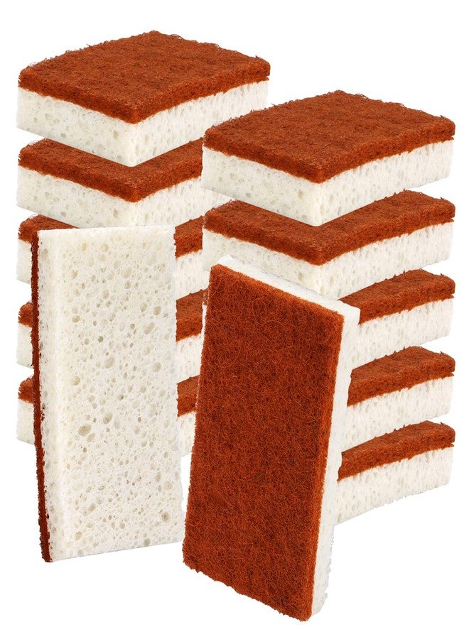 PANYEE Natural Plant Based Scrub Sponge 12 Pack, Palm Fiber Scrubbing Sponge with Non Scratch Biodegradable Compostable Sponges,Long Lasting No Smell Dishwashing Kitchen Scrubber - Image 1