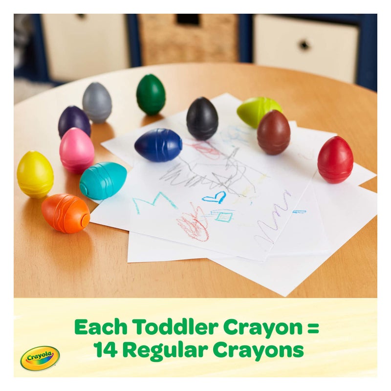Crayola Large Egg Crayons (12ct), Jumbo Washable Crayons for Toddlers, Christmas Gifts for Grandkids, Stocking Stuffers, Preschool Art Supplies, Ages 1+ - Image 2