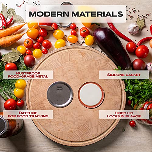 FORJARS - Wide Mouth Canning Lids, 100-Pack – Create Airtight Seals on Mason Jars to Preserve Food for Meal Prep & Emergency Food Storage – 3.4 In. Metal Lids with Silicone Seals – Canning Supplies - Image 3