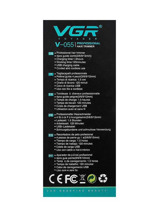 VGR Navigator V-055 USB Charging Men Hair Trimmer Black/Blue - Image 5