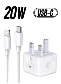 iPhone PD Fast Charger [Apple MFi Certified] 20W Type C Power Block Wall Charger Plug Adapter with 6.6FT USB-C to Lightning Cable Compatible with iPhone 14 13 12 11 X iPad,AirPods Pro (2nd Generation)