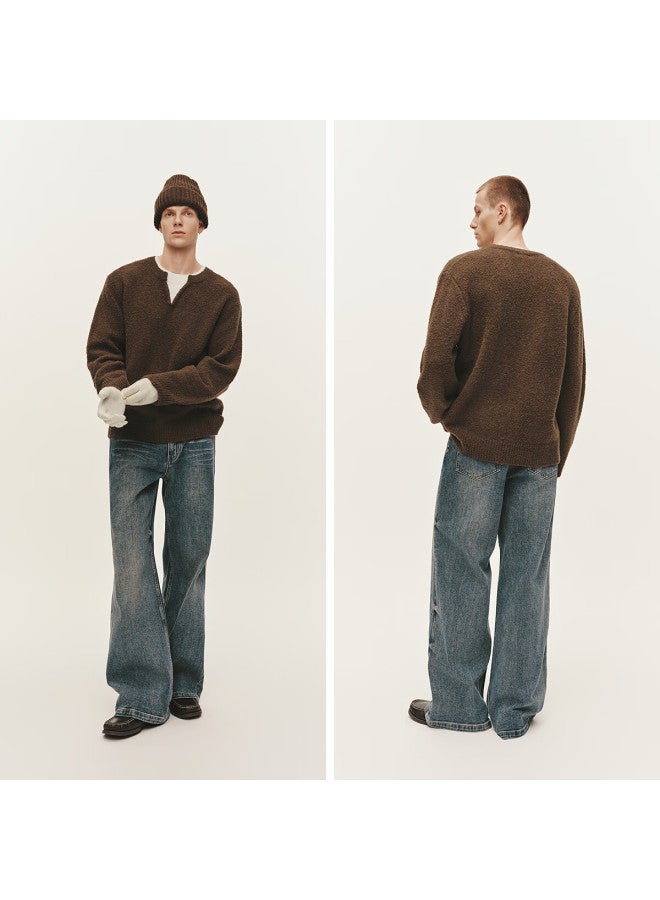 Semir Men's Winter V-neck Wool Blend Knit Sweater Colorblock Fashion Layered Pullover 109725107103 - Image 2