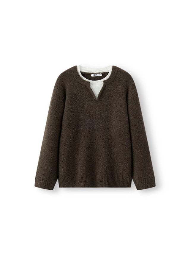 Semir Men's Winter V-neck Wool Blend Knit Sweater Colorblock Fashion Layered Pullover 109725107103 - Image 3