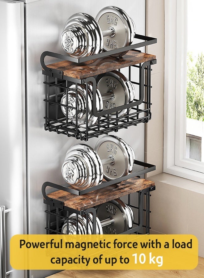 Forthcan Magnetic Fridge Organizer Rack, Wall Mounted Kitchen Storage Shelf for Spices, Wraps and Paper Towels, No Drilling Narrow Design - Image 4