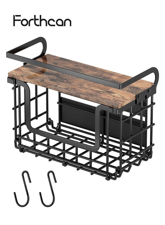 Forthcan Magnetic Fridge Organizer Rack, Wall Mounted Kitchen Storage Shelf for Spices, Wraps and Paper Towels, No Drilling Narrow Design - Image 2