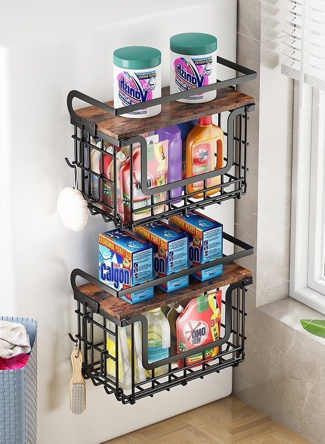 Forthcan Magnetic Fridge Organizer Rack, Wall Mounted Kitchen Storage Shelf for Spices, Wraps and Paper Towels, No Drilling Narrow Design - Image 1