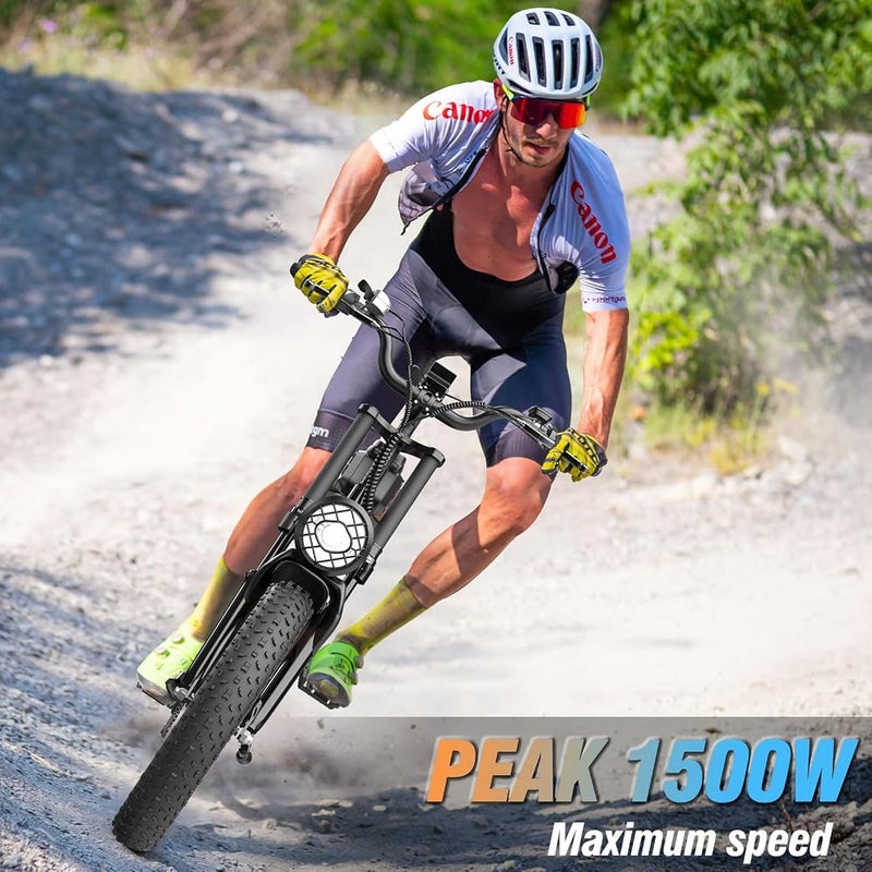 Ridstar Electric Bike for Adults Q20, 2000/1500W, 37/30MPH,52V 40AH,48V/20AH E-Bike,30-180 Miles Electric Motorcycle, 20" Fat Tire Dirt Bike, UL2849 All Terrain for Mountains, Snow, Sand, Road - Image 4