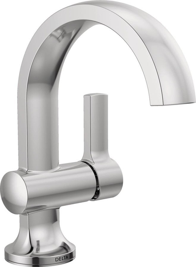 Delta Albion Chrome Bathroom Faucet 1 Hole, Single Hole Bathroom Sink Faucet for Vanity, Metal Push-Pop Drain Assembly, Chrome 15855LF - Image 1