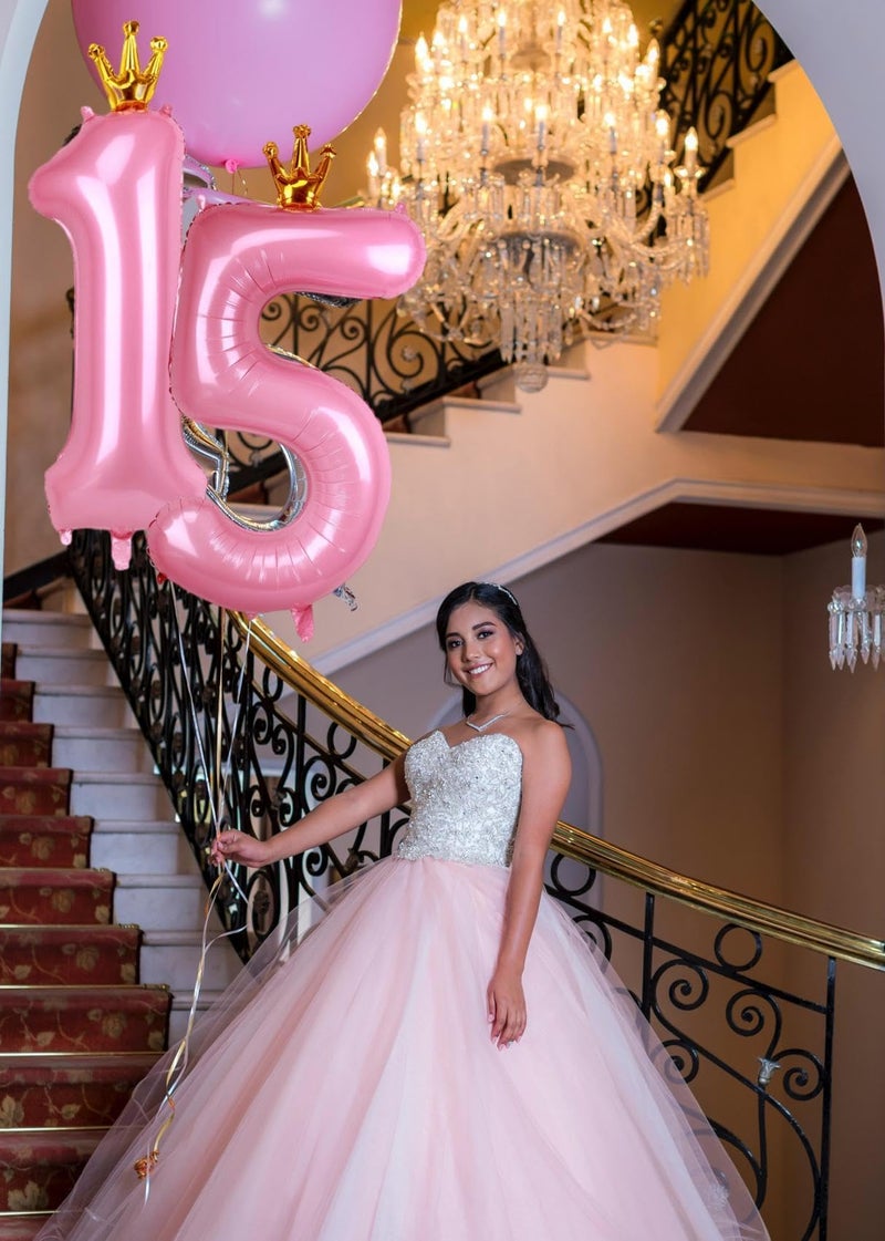 Kwuz 40 Inch Crown Pink Number 5 Balloon, Big Conjoined Baby Pink Foil Mylar Helium 5 Balloon for Girls 5th Birthday Party Decoration Princess Theme Party Decor Supplies Favors - Image 5