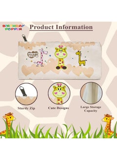 Birthday Popper Birthday Popper Animals Theme Pencil Pouches | Pack of 12 | Zippered Stationery Storage Pouches for School Supplies & Accessories | Birthday Return Gifts for Kids  - Image 4