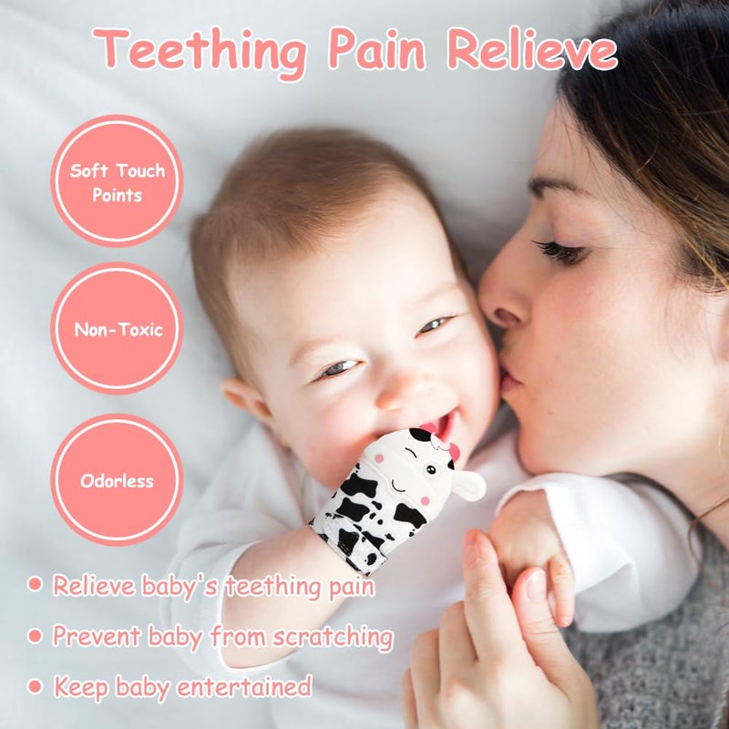 hotut 2Pack Silicone Teething Mitt Cow Baby Teething Toy for 06 612 Months Food Grade Silicone Infant Teething Mitten BPAFree Baby Chew Toys for Pain Relief Sucking Needs - Image 5