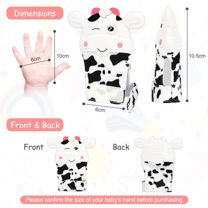 hotut 2Pack Silicone Teething Mitt Cow Baby Teething Toy for 06 612 Months Food Grade Silicone Infant Teething Mitten BPAFree Baby Chew Toys for Pain Relief Sucking Needs - Image 2