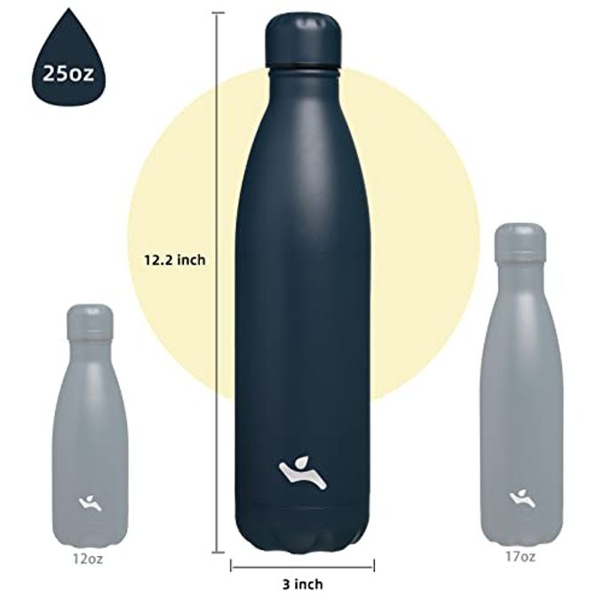 Konokyo Insulated Water Bottles,25 oz Double Wall Stainless Steel Vacumm Metal Flask for Sports Travel,Navy Blue - Image 3