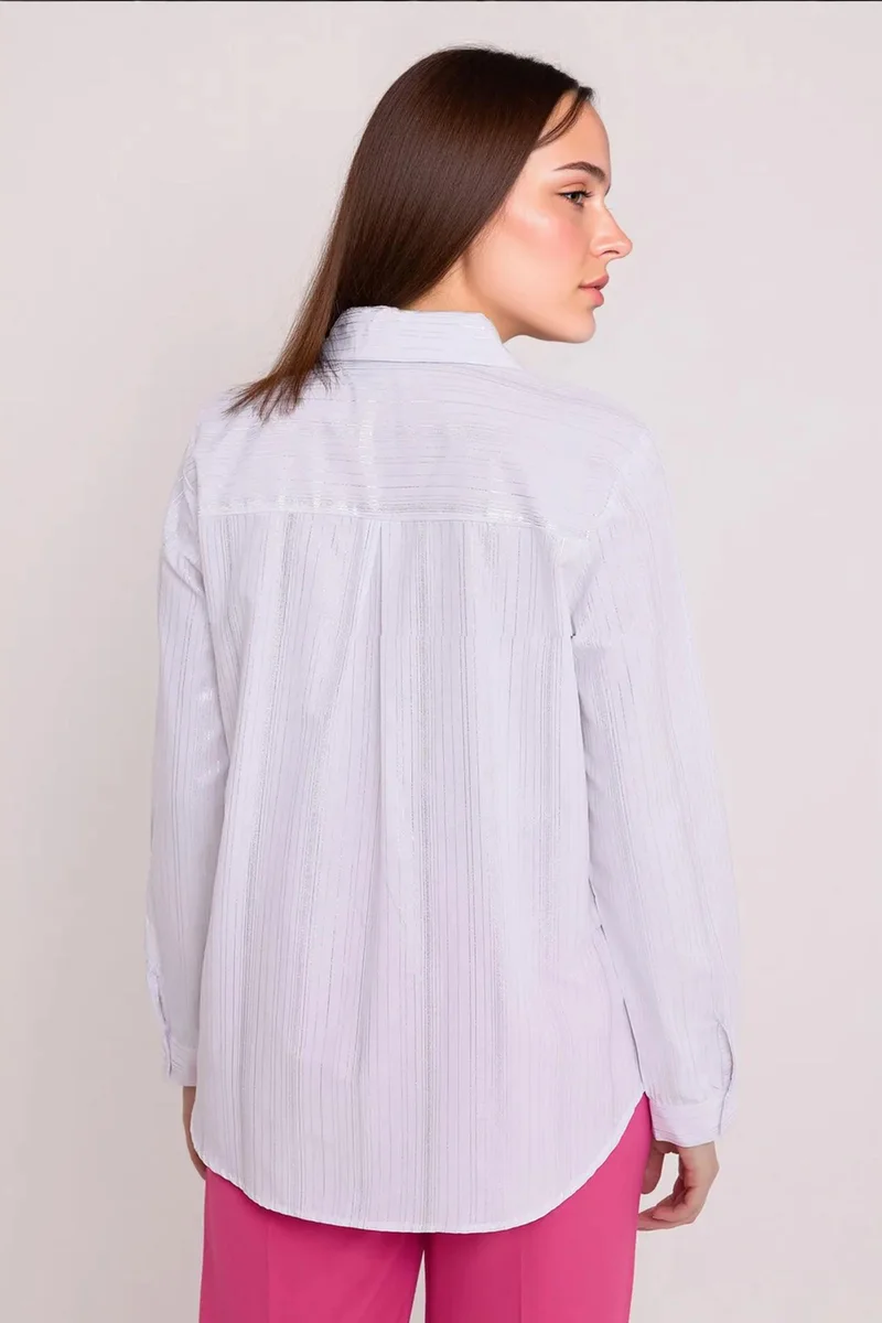 Big Dart White BDART Oversized Abstract Print Button-Front Shirt for Women | Best Price UAE