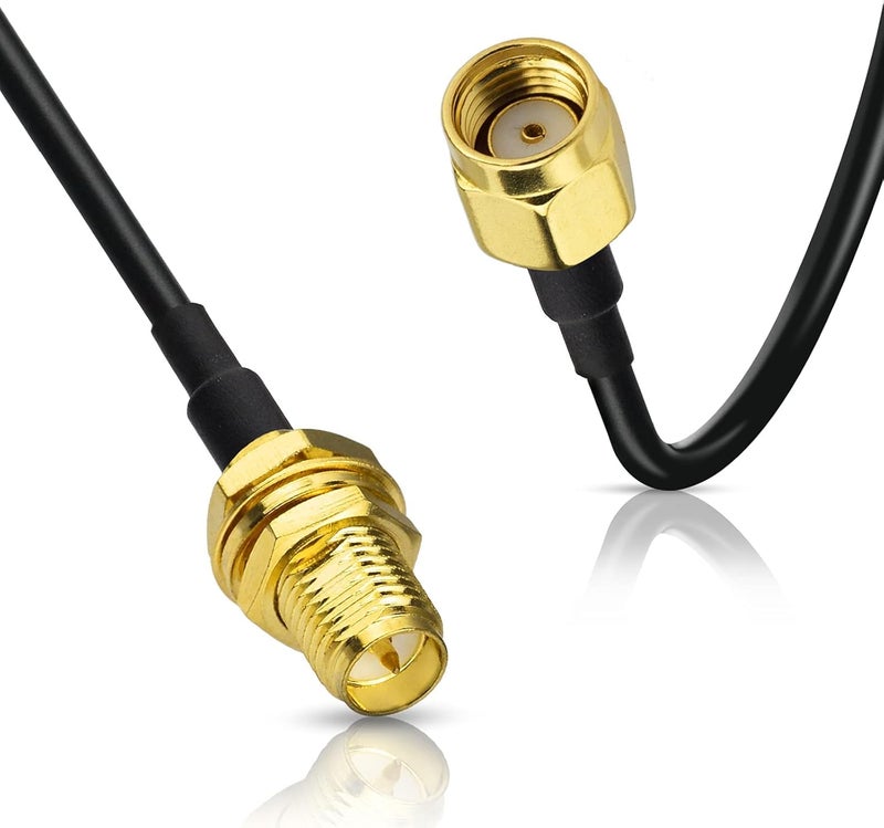BINGFU WiFi Antenna Extension Cable 2-Pack RP-SMA Male to RP-SMA Female Bulkhead Mount RG174 Cable 3m 10 feet for WiFi Router Security IP Camera Wireless Network Card Adapter - Image 3