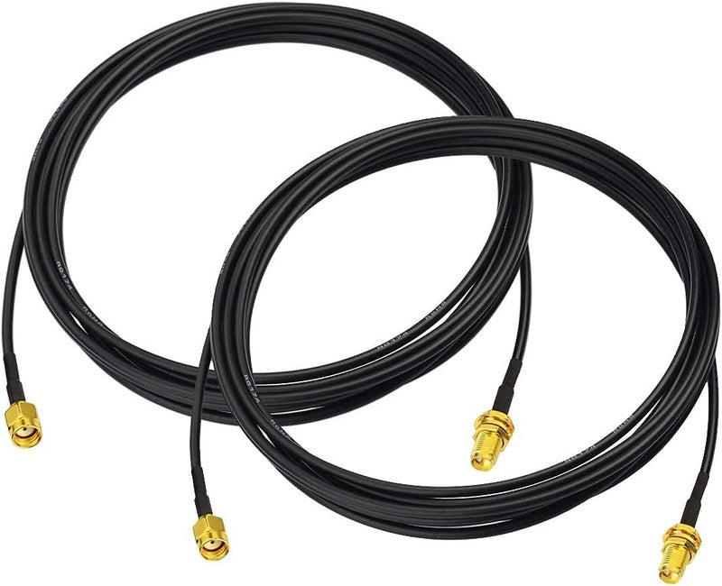 BINGFU WiFi Antenna Extension Cable 2-Pack RP-SMA Male to RP-SMA Female Bulkhead Mount RG174 Cable 3m 10 feet for WiFi Router Security IP Camera Wireless Network Card Adapter - Image 1