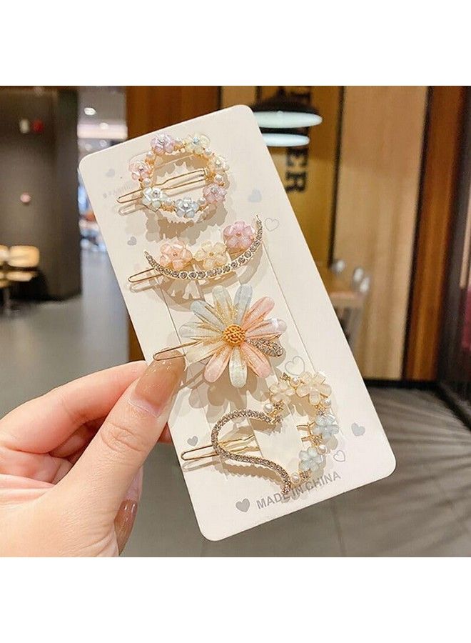 FAVELA مشابك شعر كورية فاخرة من الراتنج والأكريليك واللؤلؤ اللامع ودبابيس شعر مرصعة بأحجار الراين للنساء والفتيات (عبوة من 4 قطع) - Image 5