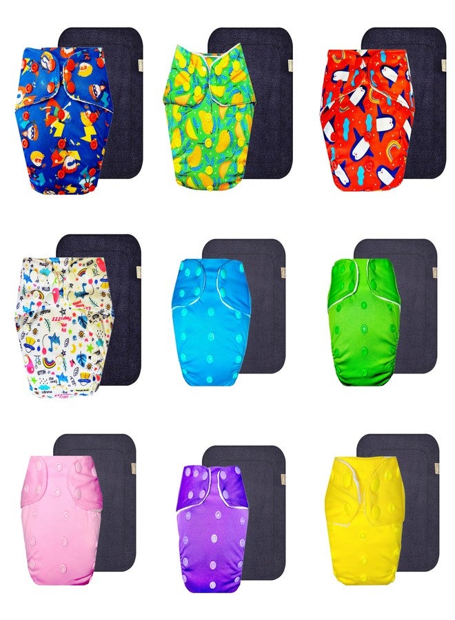 حفاضات دمبلدو القماشية الممتازة مع حشوة سوداء (عبوة من 9 قطع) | شعور بالجفاف والراحة | تهوية جيدة | أزرار كبس قابلة للتعديل | مثالية لفصل الصيف الهندي | من 3 أشهر إلى 3 سنوات | مناسبة للجنسين - Image 1