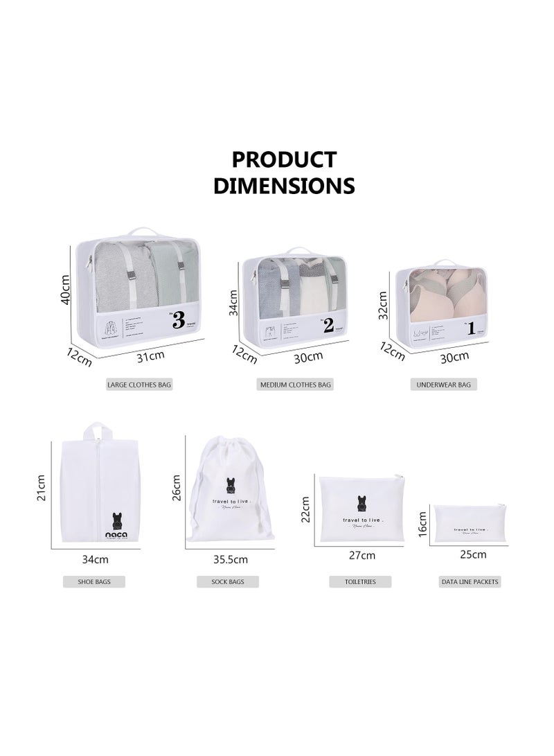 7 Pack of Packing Cubes for Suitcases in 3 Sizes, Large Luggage Cube for Packing Mesh Holiday Packing Cube for Backpack Hanging Organiser Clothes Storage Bag, Travel Essentials, Travel Bags Organizer