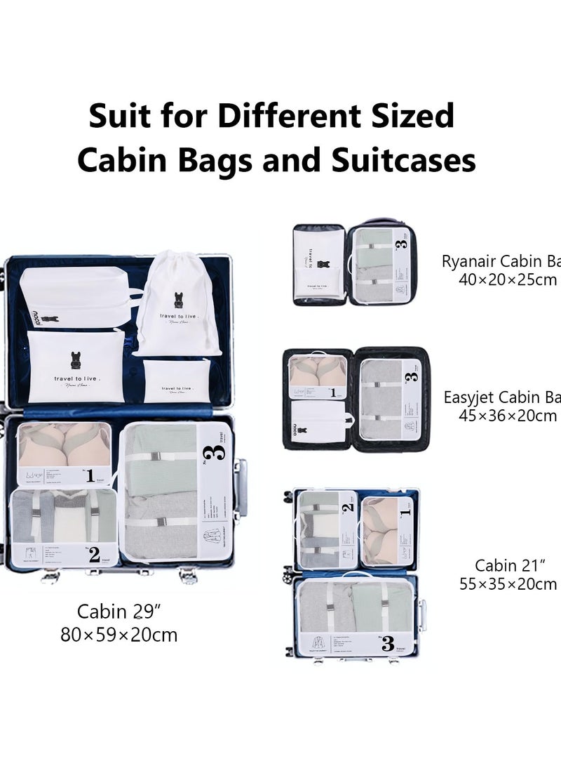 7 Pack of Packing Cubes for Suitcases in 3 Sizes, Large Luggage Cube for Packing Mesh Holiday Packing Cube for Backpack Hanging Organiser Clothes Storage Bag, Travel Essentials, Travel Bags Organizer