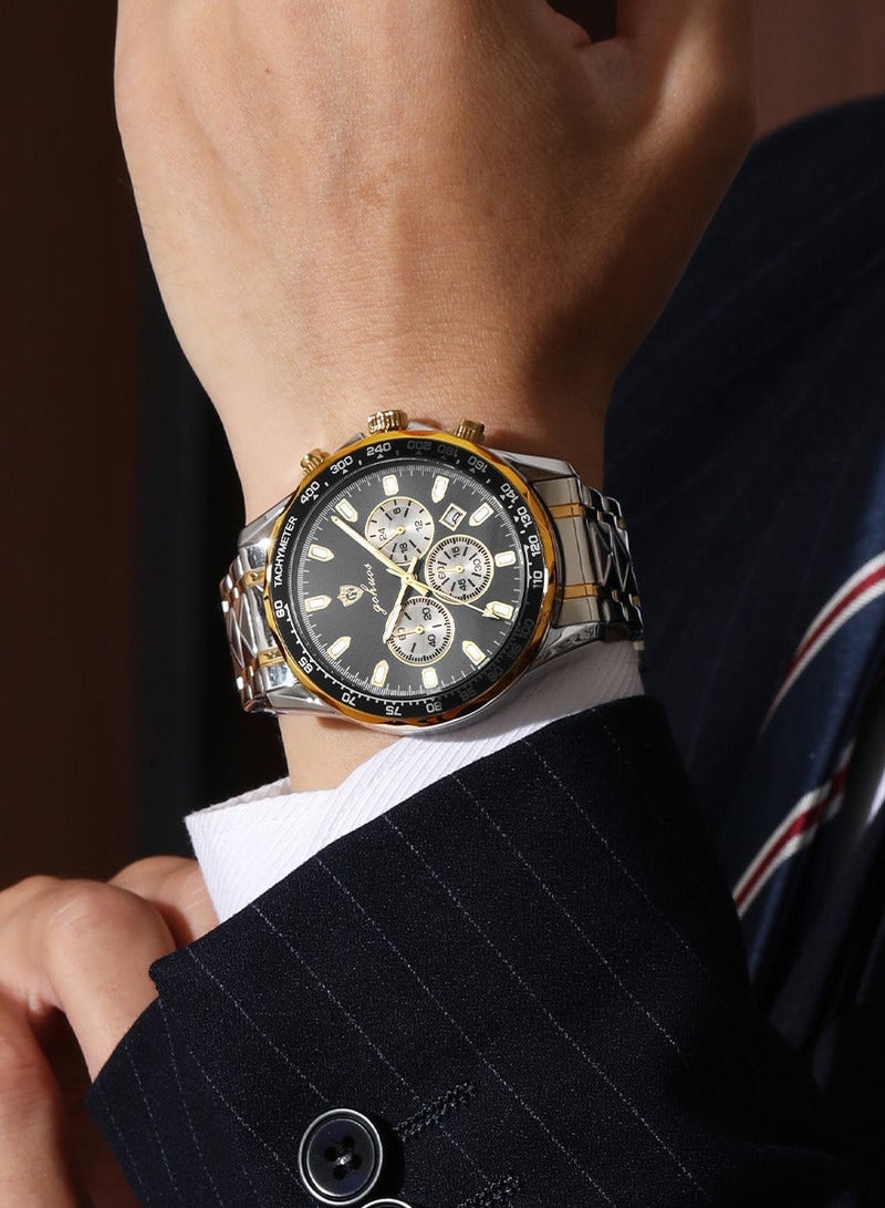 GOHUOS Men's Watch, Stainless Steel Analog Waterproof Quartz Luxury Business Fashion Wrist Watch - 44.5mm - Image 4