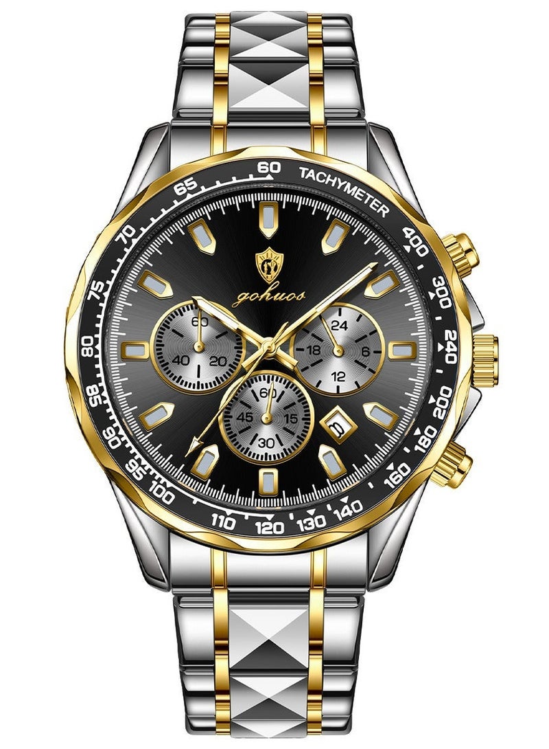 GOHUOS Men's Watch, Stainless Steel Analog Waterproof Quartz Luxury Business Fashion Wrist Watch - 44.5mm - Image 5