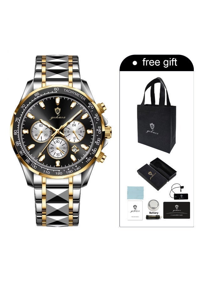 GOHUOS Men's Watch, Stainless Steel Analog Waterproof Quartz Luxury Business Fashion Wrist Watch - 44.5mm - Image 2