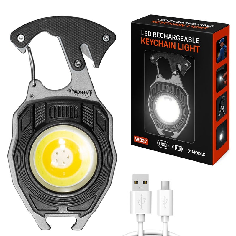 GUARDMAN Valentines Day Gifts Multitool Survival keychain Tool LED Flashlight Carabiner Fire Starter Screwdriver Whistle Bottle Opener Camping Outdoor Multi Tool 1 Pack