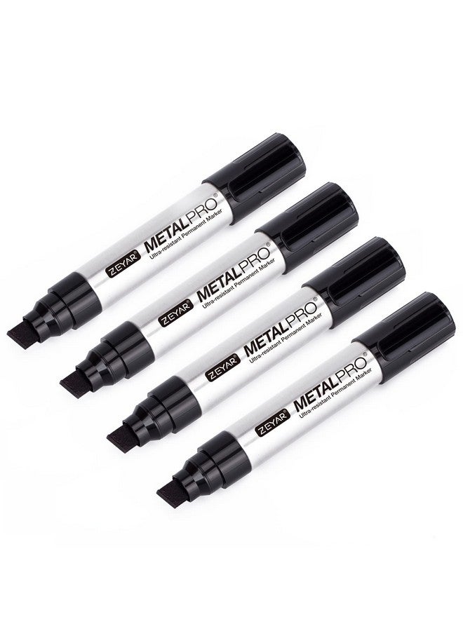 ZEYAR Permanent Markers Pen, Jumble Size, Aluminum Barrel, Set Of 4, Premium Waterproof & Smear Proof Markers, Writes On Most Surfaces (4 Black Colors) - Image 1