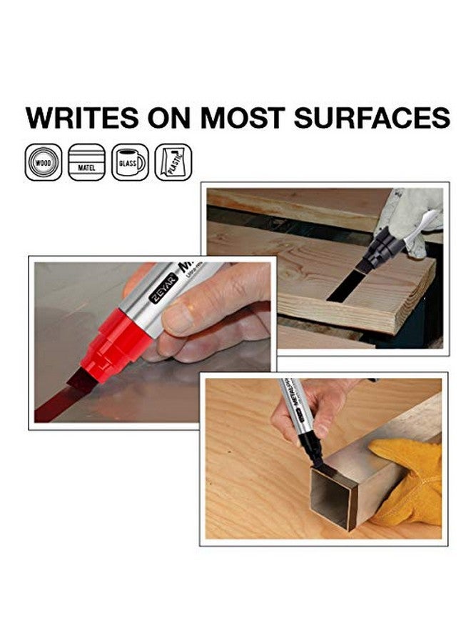 ZEYAR Permanent Markers Pen, Jumble Size, Aluminum Barrel, Set Of 4, Premium Waterproof & Smear Proof Markers, Writes On Most Surfaces (4 Black Colors) - Image 5